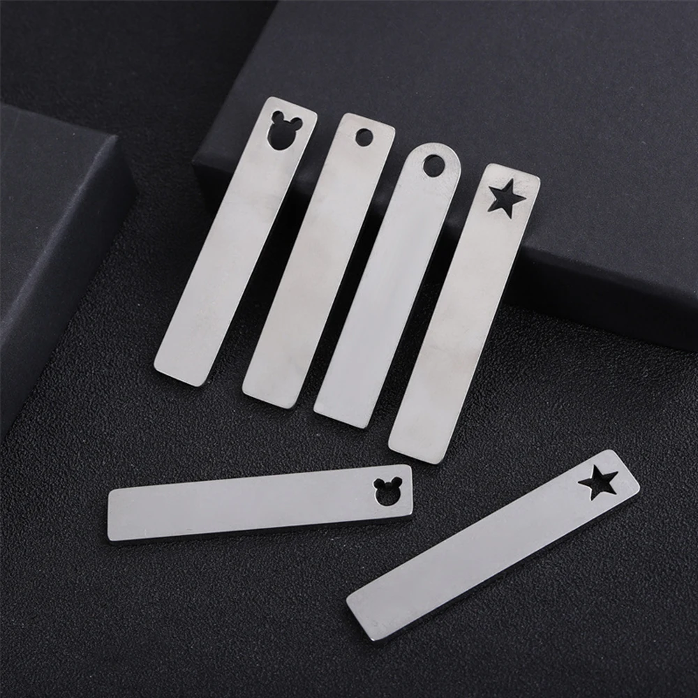 5pcs Stainless Steel Blank Rectangle Plate Custom Phone Number Logo Name Keychain for Personalize Engraveing Key Chain Charm