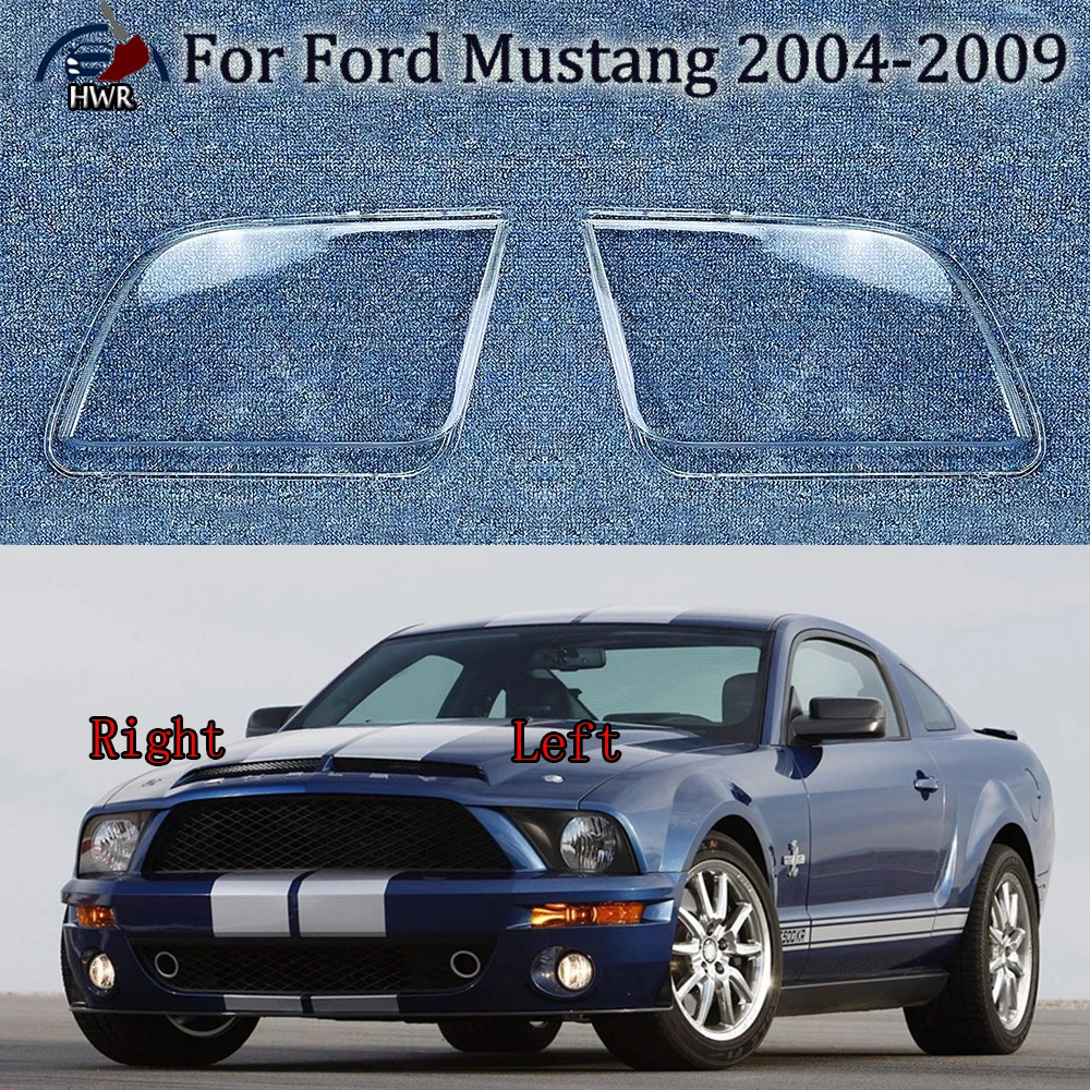 

For Ford Mustang 2004-2009 Transparent Headlight Cover Headlamp Shell Clear Lens Plexiglass Replace Original Lampshade