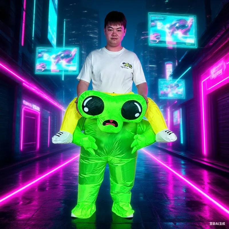 

Надувной костюм пришельца с большими глазами, надувной костюм пришельца сзади, вечеринка на Хэллоуин, забавное платье, новинка, реквизит для вечеринки