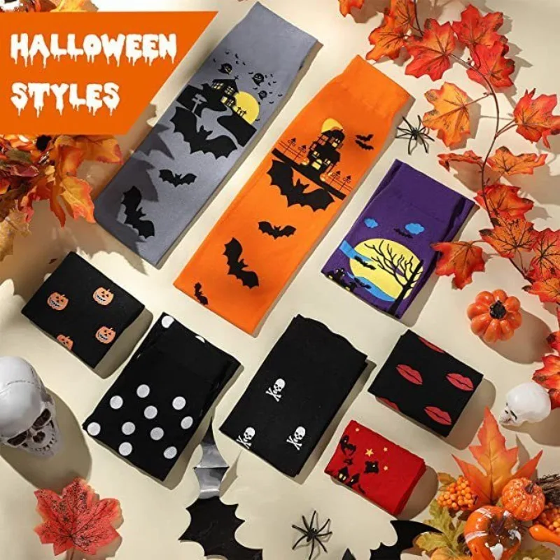 Halloween Over The Knee Socks Bat Lolita Pumpkin High Gothia Dark Socks Men and Women Holiday Atmosphere Gift