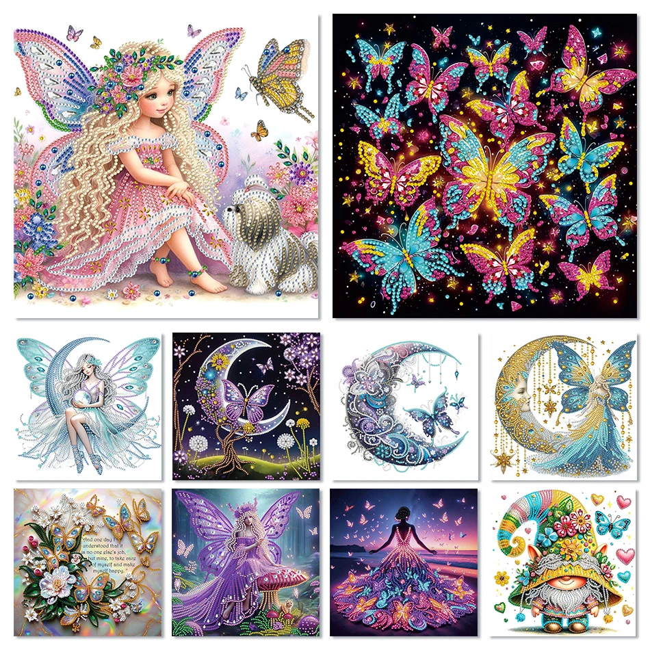 RUOPOTY-Partial Diamond Painting Special Shape,Butterfly Elf Moon,Embroidery,Diamond Pictures To Make,Stitch Kits,Drill,Wall Art