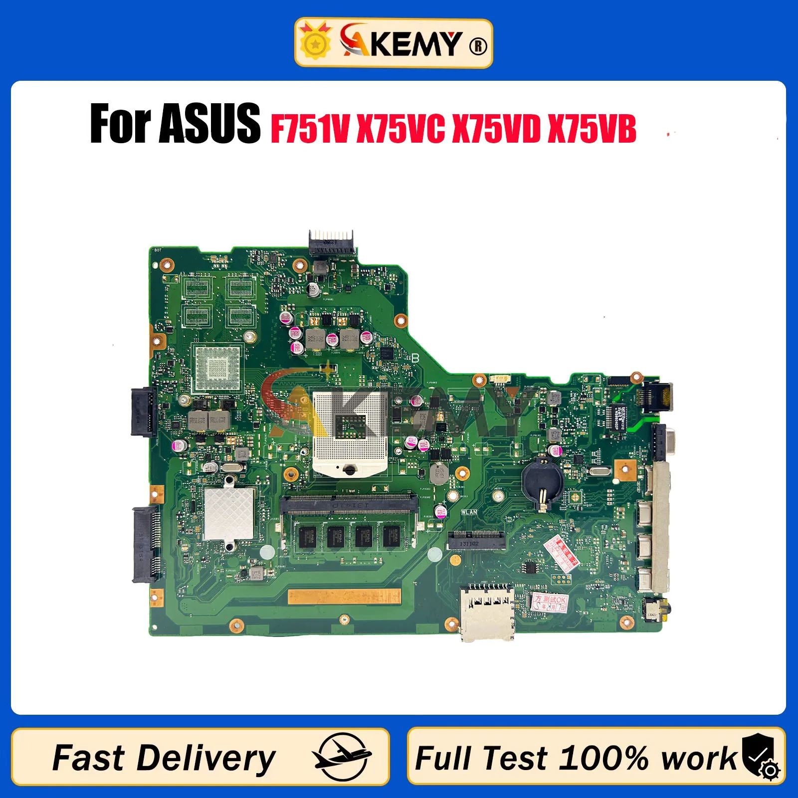 

X75VD Laptop Motherboard For ASUS VivoBook X75V F751V X75VC X75VD X75VB Notebook Mainboard in stock 100% tests OK fast shipping
