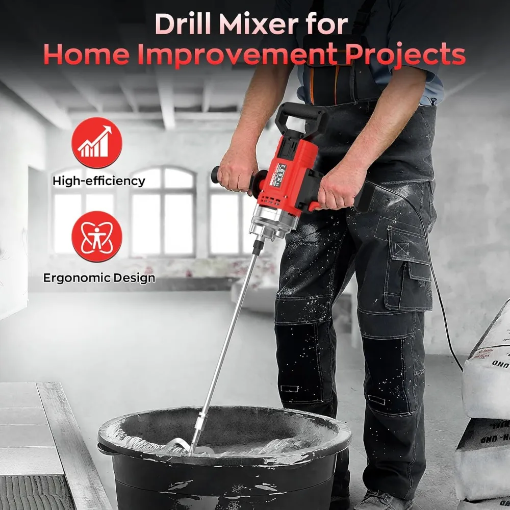 드릴 믹서, 3200W 20A 드릴용 콘크리트 믹서, 110V 유선 가변 속도 시멘트 믹서, 진흙, 모르타르, 페인트용 믹싱 드릴
