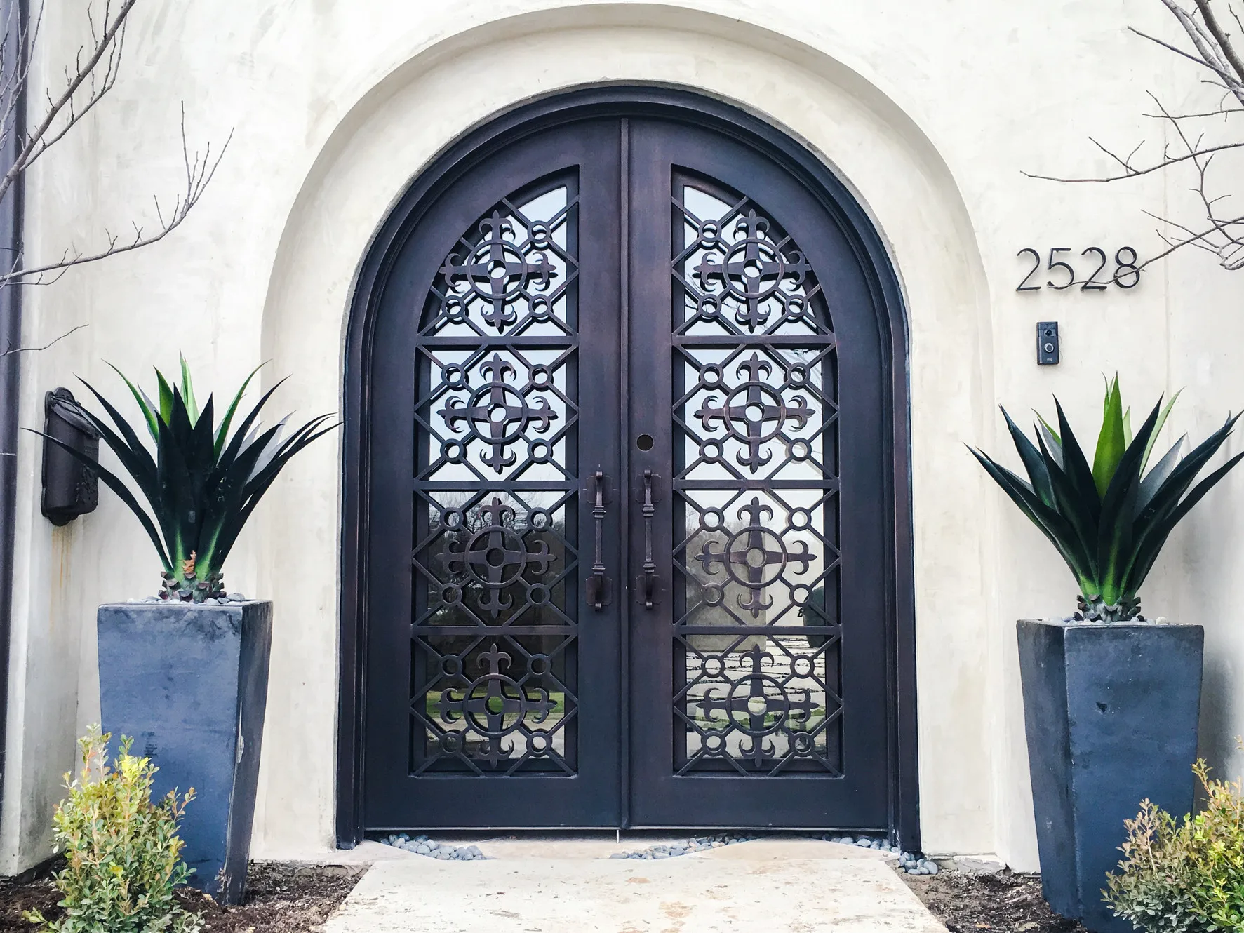 Handmade Modern Iron Door Designs Iron Doors Exterior  With Operable Glass Wrought Iron Door