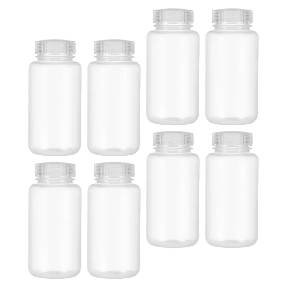 

8 Pcs Reagent Bottle Clear High Temperature Plastic Bottles Lab Caps Wide Mouth Liquid Containers Sealed Sample Travel