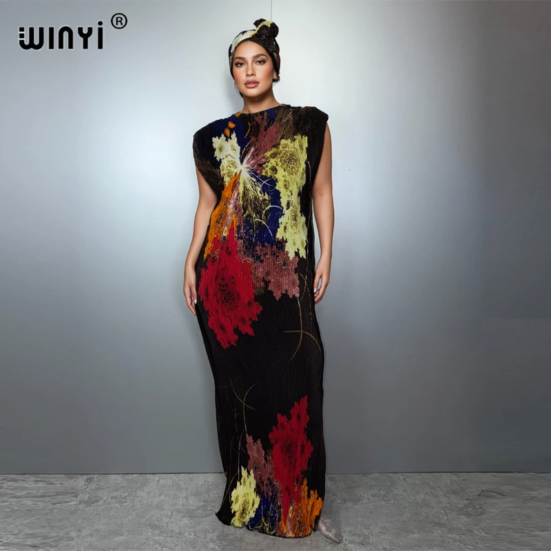 WINYI Pleated elastic slim dress Women crumple Design Pleated luxury abaya  muslim party dress poncho for women beach wear kaftan - AliExpress 200000345