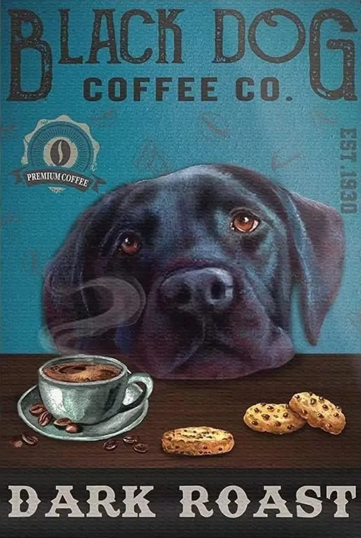 Coffee 1000 Piece Wooden Jigsaw Puzzles for Adults Family Elderly Black Labrador Dog Coffee Co. Dark Roast Puzzle Game for Famil