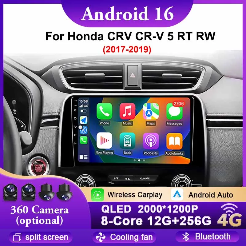 

Android 16 Автомобиль для Honda CRV CR-V 5 RT RW 2017-2019 GPS-навигация Авто Экран Carplay 4G WiFi BT DSP Мультимедийный плеер 9 дюймов