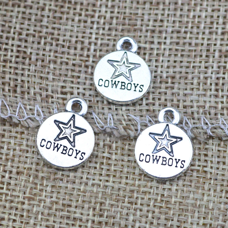 20pcs16*12mm Cowboy Star Round Message Charm Pendant Antique Silver Color DIY Charms Pendant For Jewelry Making