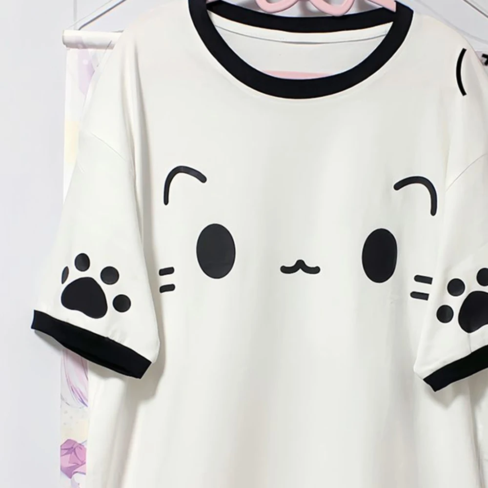 2026 New Oversized T-Shirt Women's Clothing Fashion White T-Shirt Cartoon Printed Short Sleeved O-Neck T-Shirt Cute Y2K Top2026 view 2