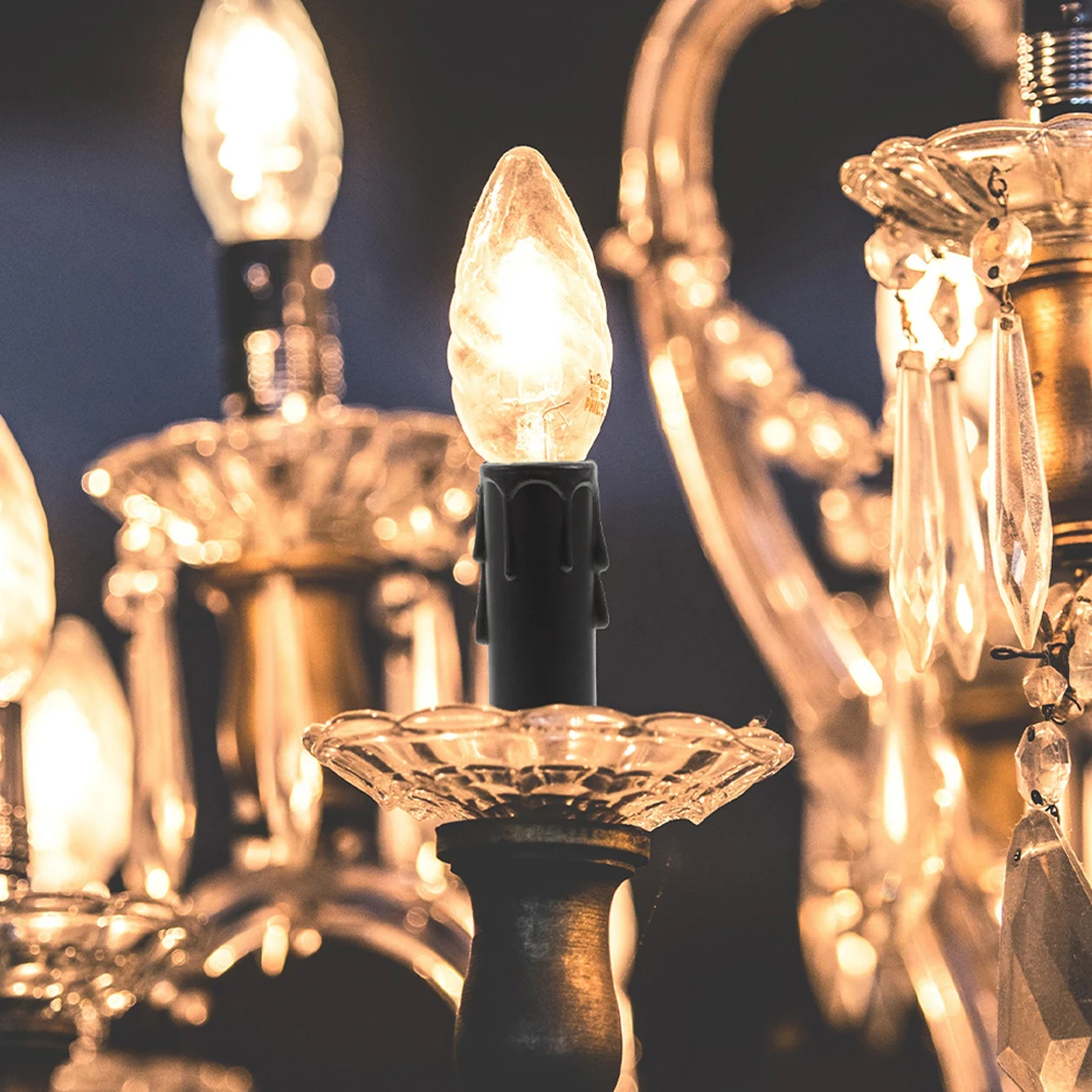 

15Pcs Tear Drop Sleeves Plastic Chandelier Covers Socket Holders Tube Base Bulb Decor Wax Effect Replacement Fits Styles