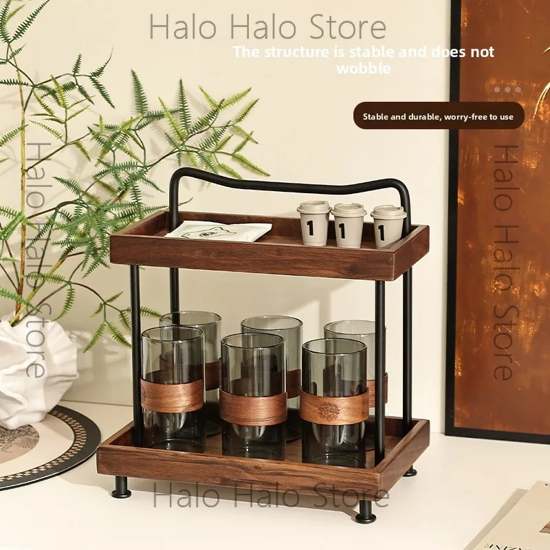 Medieval cup holder Shelf Household dining side cabinet bracket Desktop teacup water cup storage rack