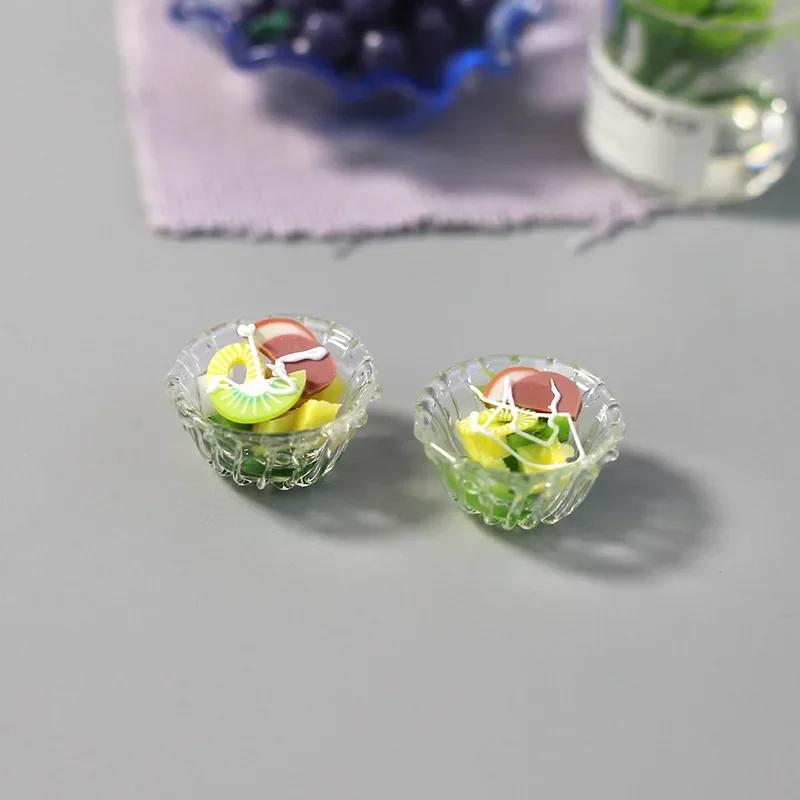 1/6 1/12 casa de bonecas mini tigela de salada de frutas vegetais decoração casa de bonecas acessórios cozinha comida em miniatura meninas brinquedos modelo