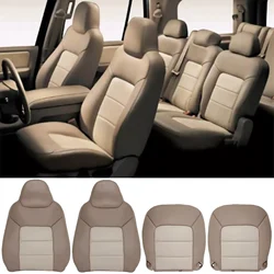 4Pcs For Ford Car Front Driver &Passenger Bottom & Lean Back Leather Seat Cover Trim For Ford Expedition Eddie Bauer Accessories