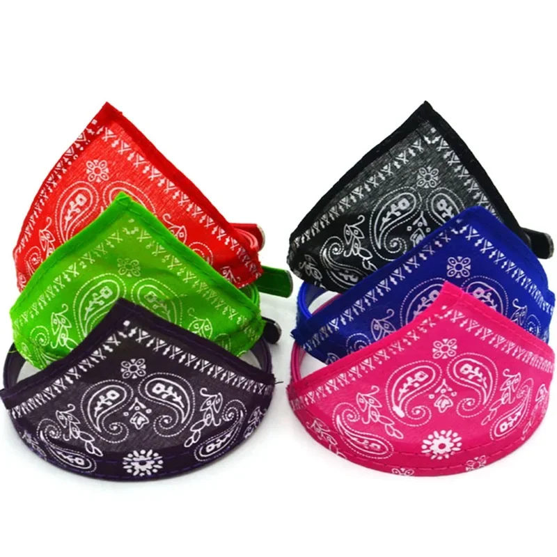 Adjustable cat and dog bandana collar PU pet neck scarf with printed triangle scarf