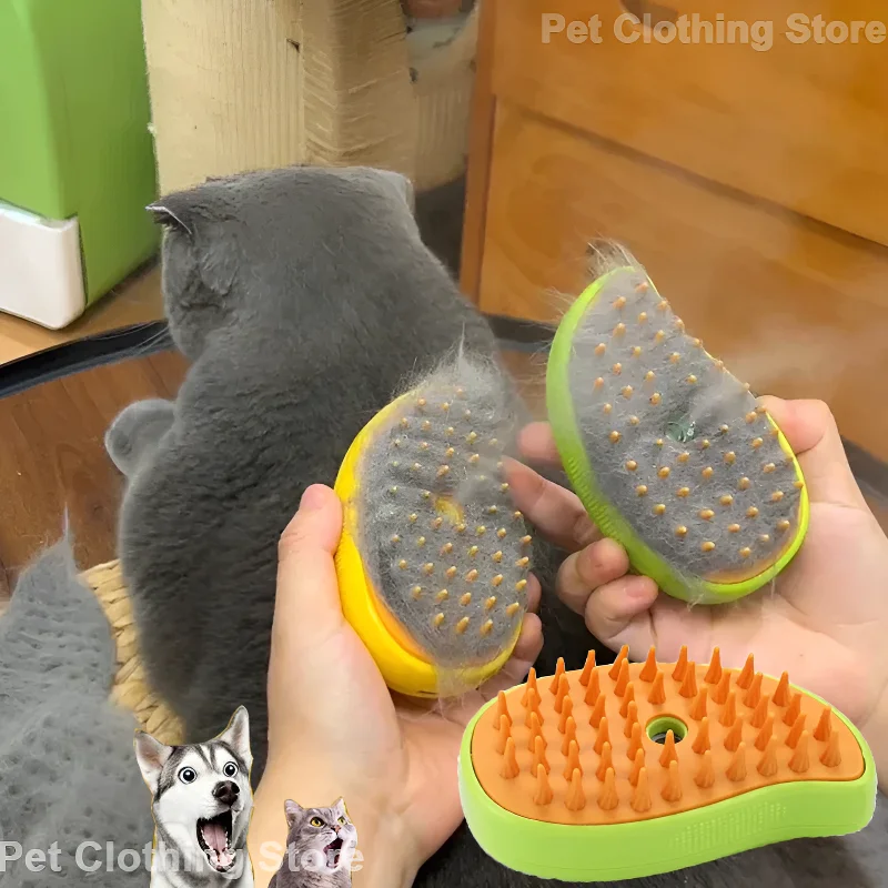 Brosse à Vapeur Électrique pour Chat, Pulvérisation d'Eau, Peigne pour Animaux de Compagnie, Épilation en Silicone Souple, Bain, Poils, Fournitures de Toilettage