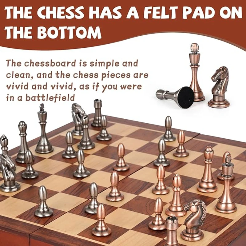 الشطرنج الدولي سبائك الزنك قطع الشطرنج المعدنية 29 سنتيمتر/11.42 بوصة عالية الجودة خشب متين طوي مجلس لعبة الترفيه