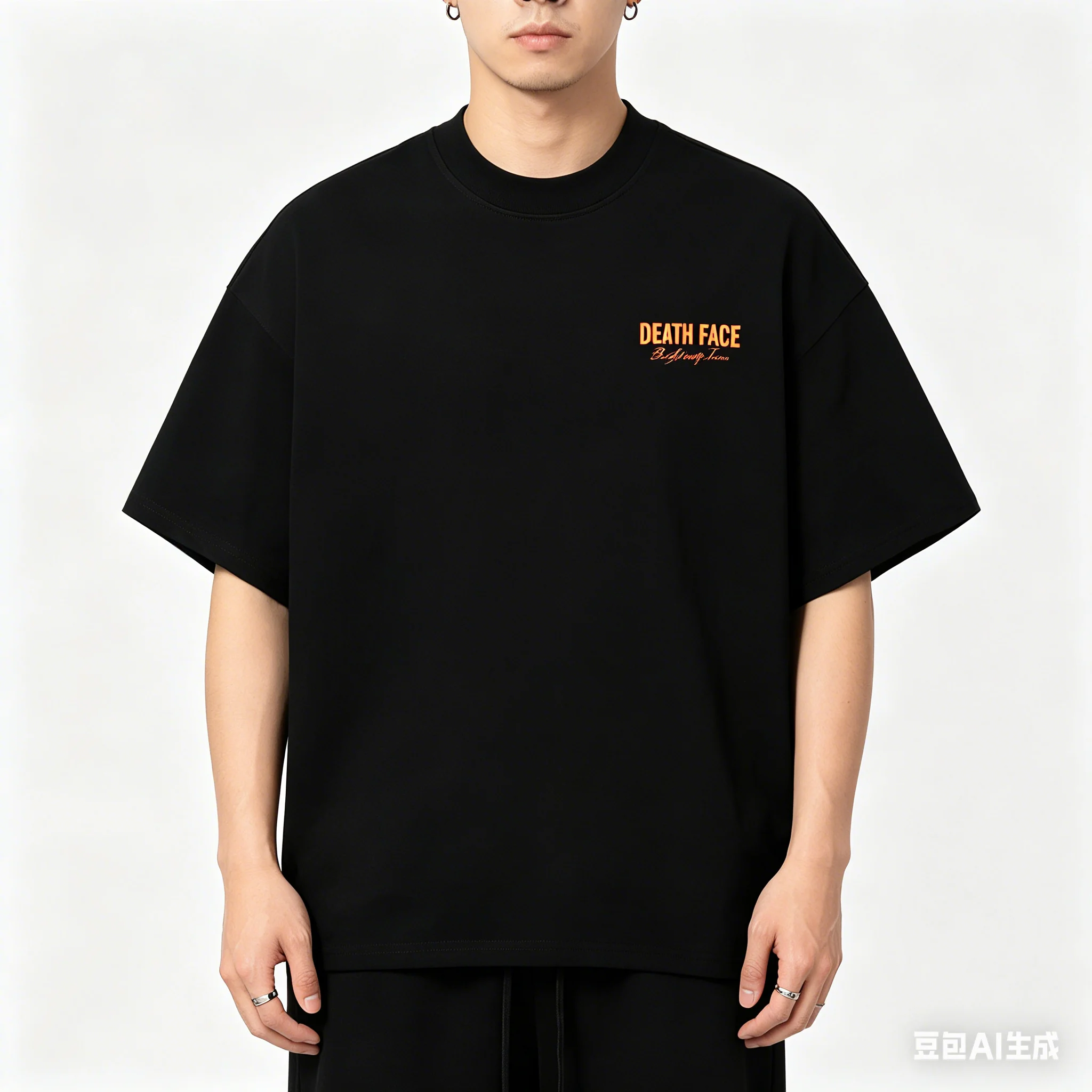 AGONGYM Men's Cotton T-shirt Casual Short Sleeve Gym Fitness Running Shirts Crew Neck KIM ANGEL Death Face Bodybuilding Tee Tops