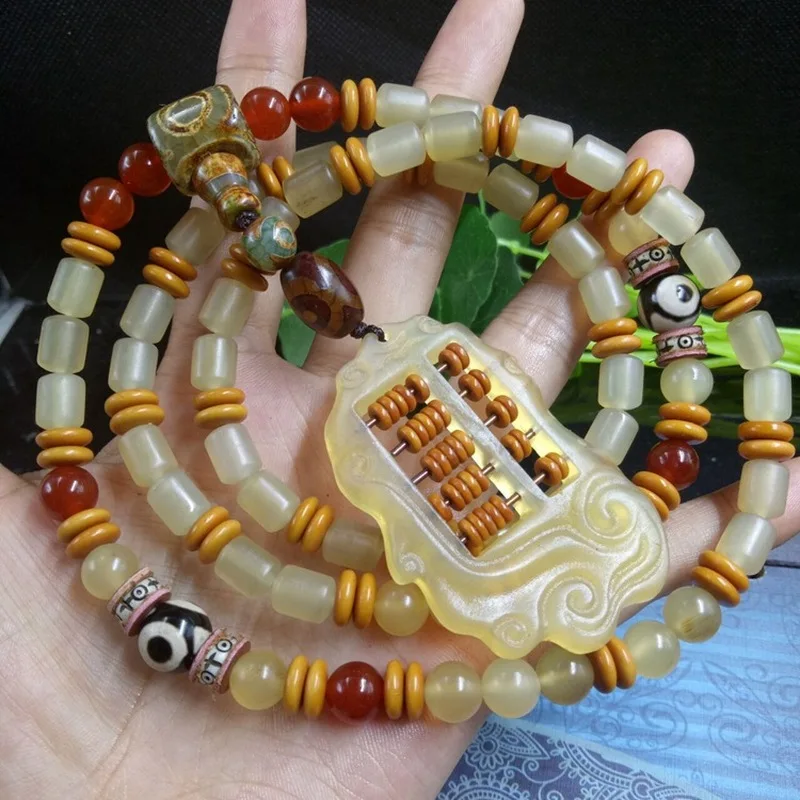 Natural Bracelet, Tibetan Style Barrel , Sheep Horn Buddhist Prayer Beads, Men's and Women's Cultural Accessorie