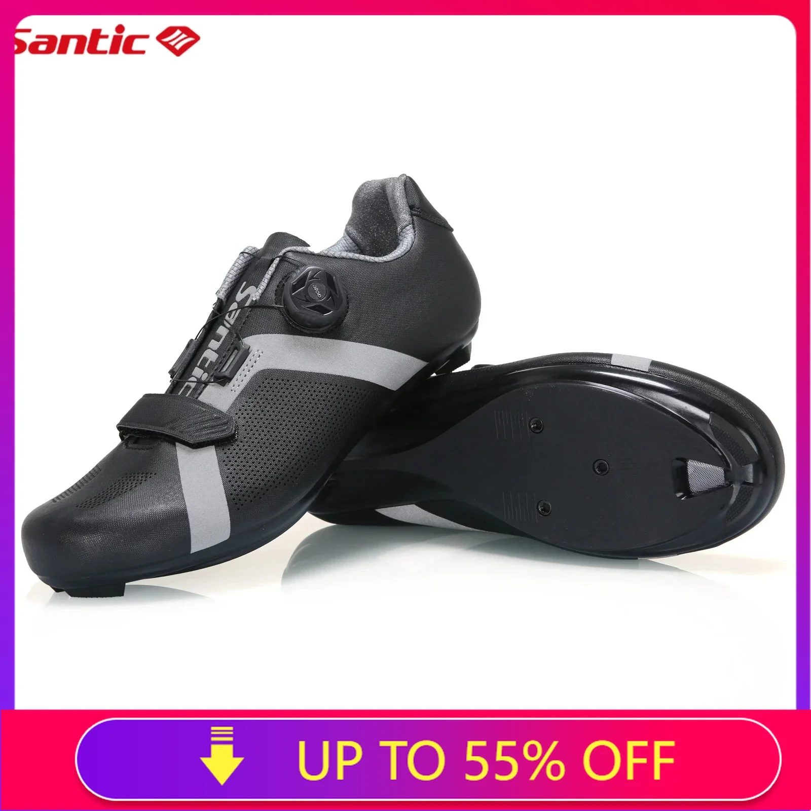 Santic Cycling Shoes Unisex Road Bike Wear Waterproof Adjustable Resistant Bicycle Nylon Bottom Riding Shoe Self-Locking KS20019