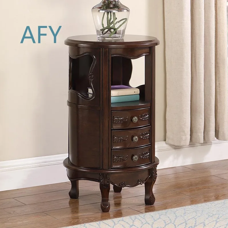 Solid Wood Telephone Table for American Corner European Edge Living Room Flower Stand Bedside Table for Jewelry Cabinet