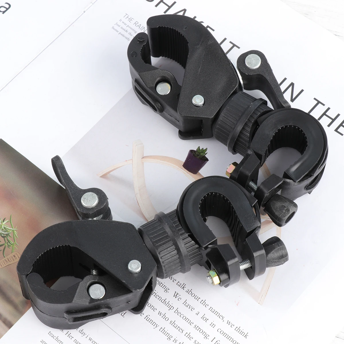 

2pcs Led Mount Adjustable 360 Led Flashlight Mount Degree Rotatable Bike Light Holder Quick Release Front Frame Black