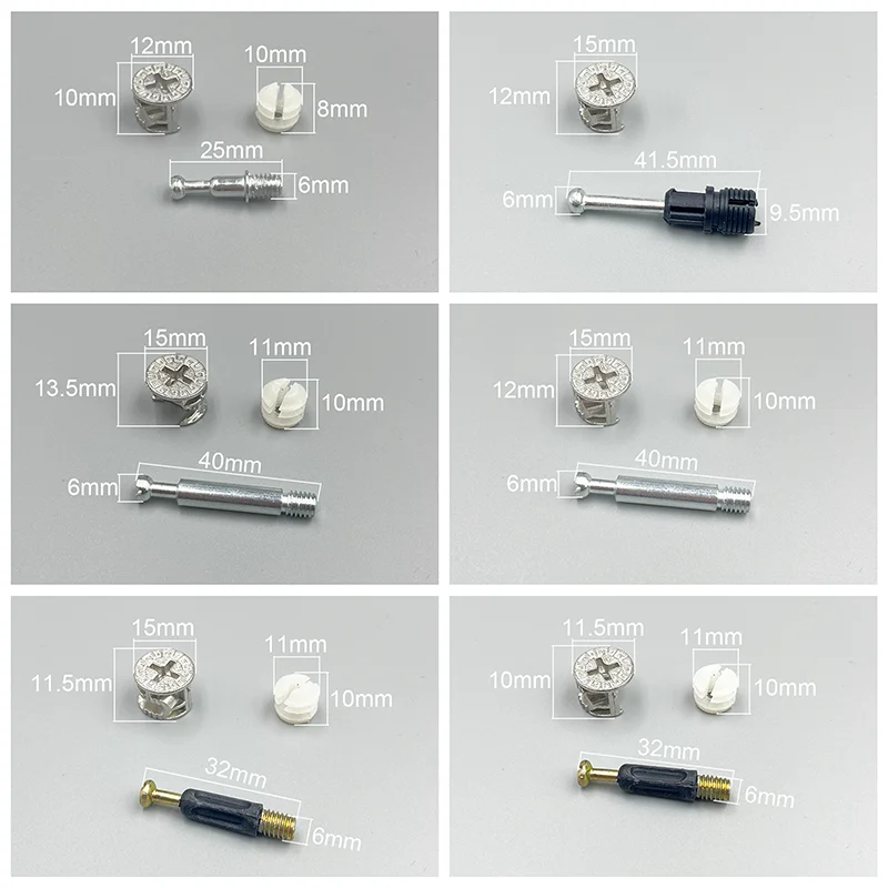 20-teiliges 3-in-1 Möbelverbindungs-Hardware-Set: Exzenterschrauben, Exzenternutmuttern und Exzenterverriegelungsmuttern für Schrank- und Schrankverbinder – Detail 5
