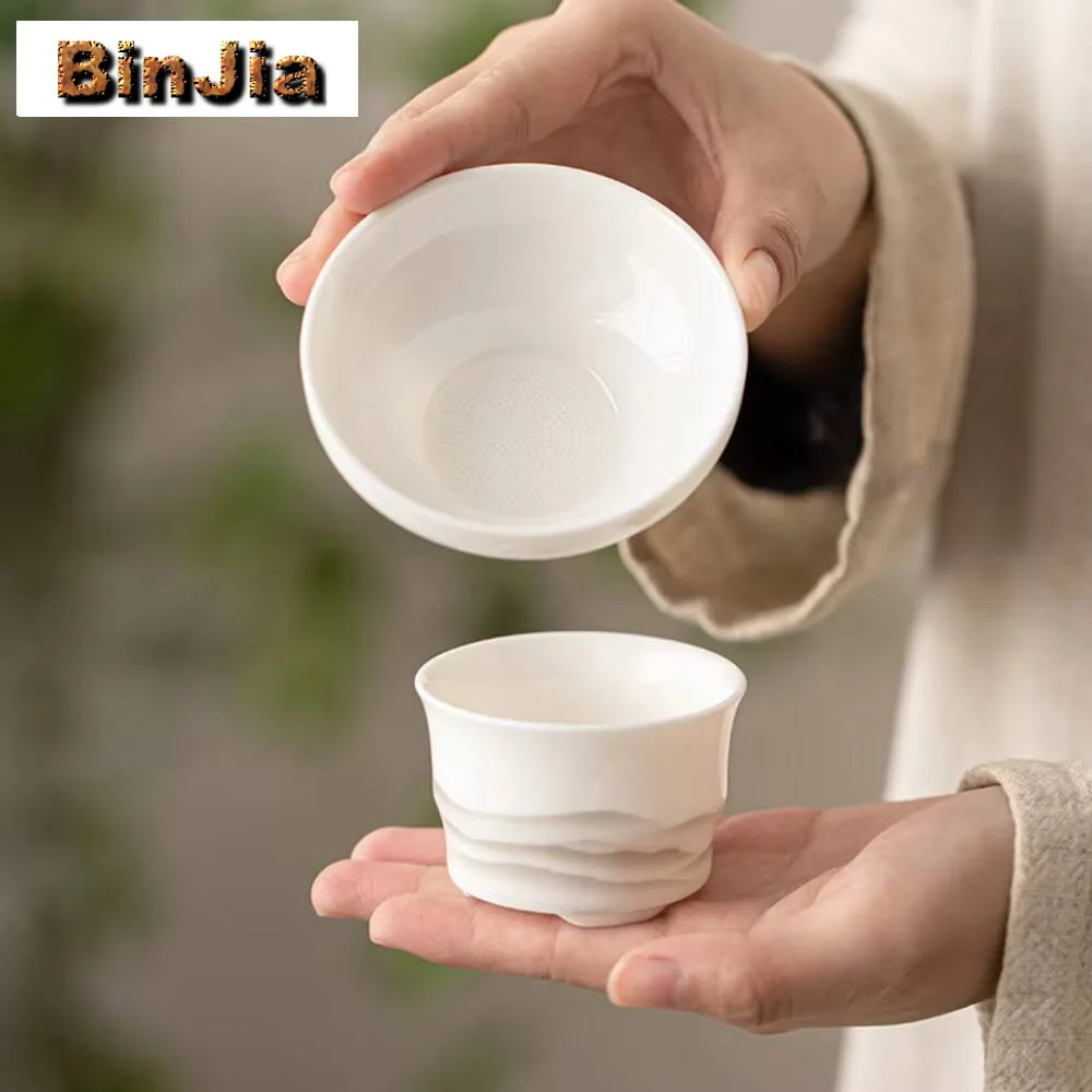 Boutique Sheep Fat Jade White Porcelain Tea Infusor Japanese Ink Hill Strainer Soaking Filter Services Ornaments Tea Ceremony