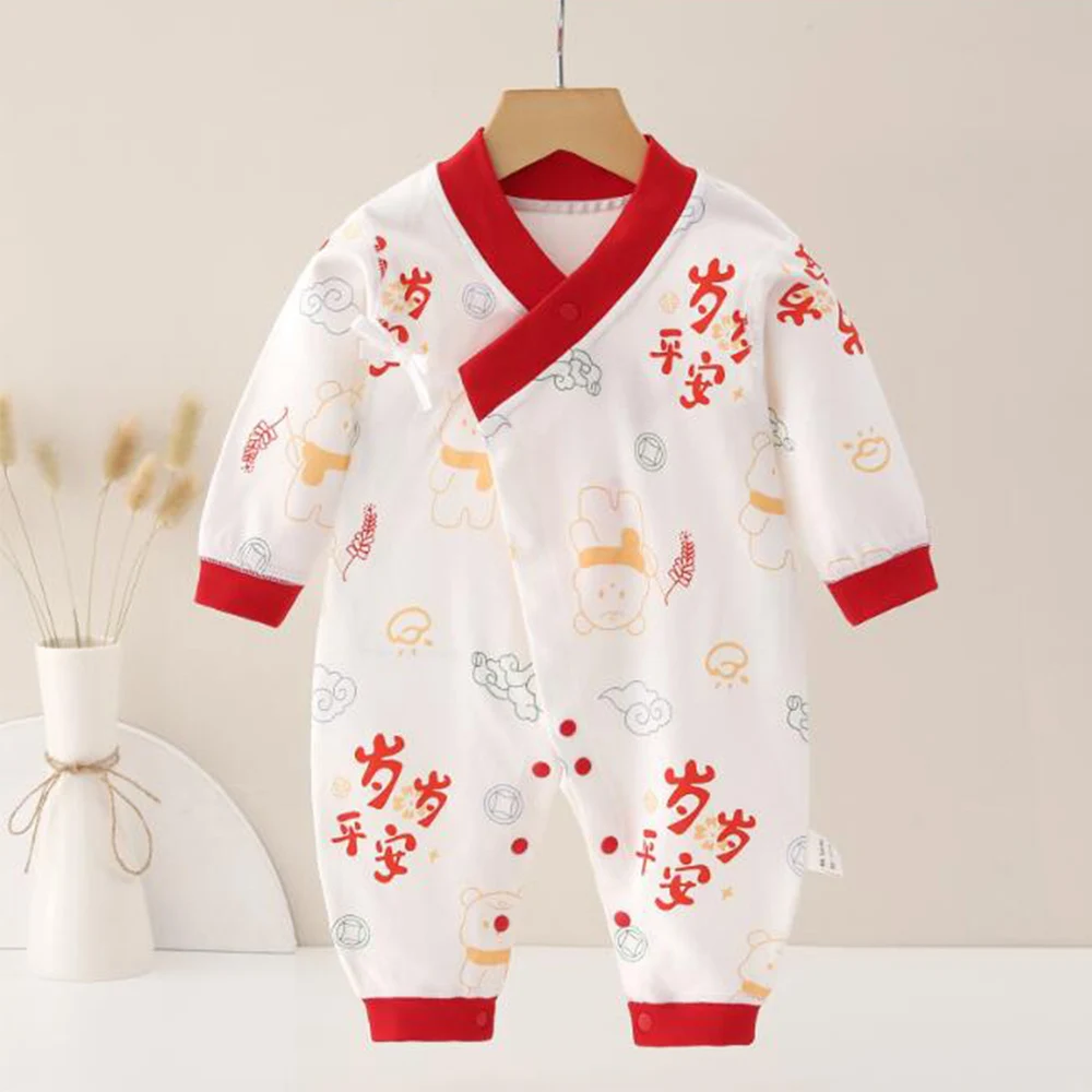 Newborn Baby Clothes Boy Girl Long Sleeve Romper 100% Cotton Spring Autumn Winter Chinese Style Christmas Baby Jumpsuit