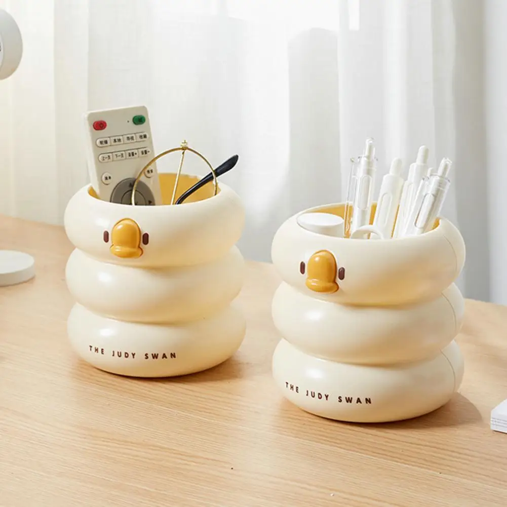 かわいい漫画のアヒルのペンホルダー、デスクオーガナイザー、ブラシ収納チューブ、化粧ブラシ、卓上、家庭用品