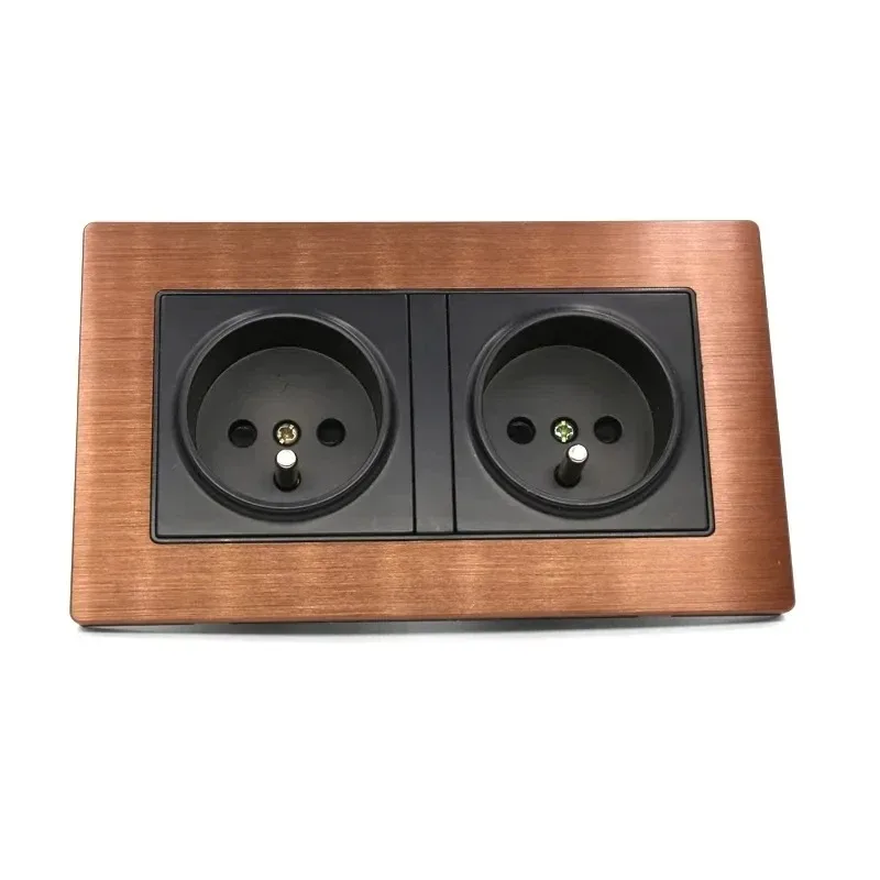 new-double-eu-schuko-wall-socket-rhodium‑plated-phosphor-bronze-contact-hifi-audio-power-outlet-for-home-hi‑fi-system