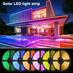 RGB LED Light Strip 5050 Waterproof Remote Control String Lamp Christmas Lights Atmosphere Patio Decoration Rechargeable Solar