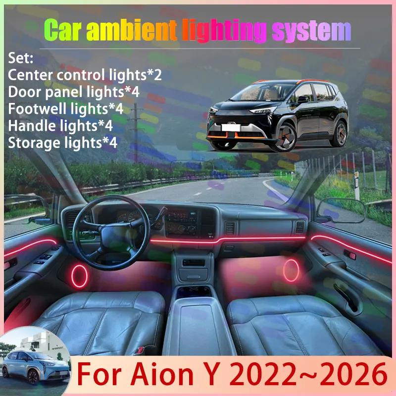 

Для Aion Y 2022 ~ 2026 Hycan Z03 Elaris Leo Lenn N60 2/24 в 1, автомобильная атмосферная лампа, RGB абажур, ансамбль, стример, атмосфера Se