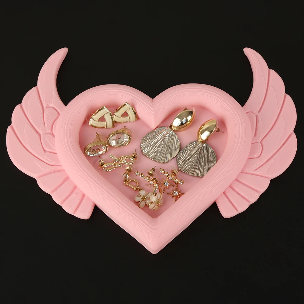 Cross-Border Heart & Wings Jewelry Storage Tray For Sweet Girl-Style Desktop Accessory Organizing Scenario