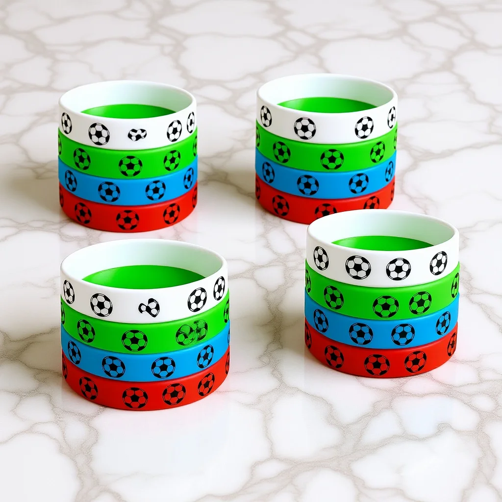 أساور كرة القدم الأنيقة 16 قطعة من الأساور المصنوعة من السيليكون للرجال والنساء لمحبي ألعاب كرة القدم وإكسسوارات متينة ومدمجة على الطراز الرياضي