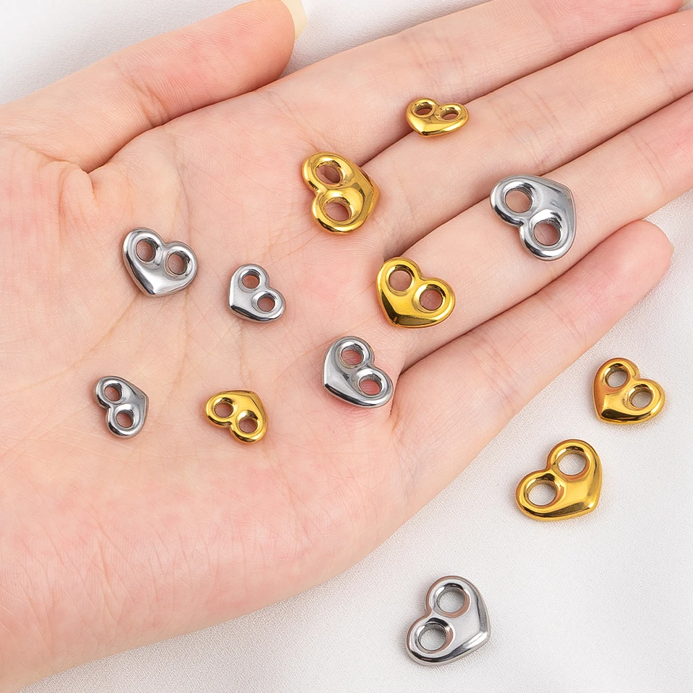 5 قطعة 304 الفولاذ المقاوم للصدأ ثقبين القلب قلادة الحد الأدنى سوار ذاتي الصنع قلادة العثور على تنوعا الملابس تقليم الزينة