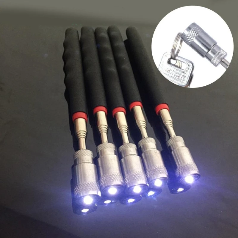 1pc Telescopic Adjustable Magnetic Pick-Up Tools  LED Light Magnet Long Extendable Long Reach 70cm