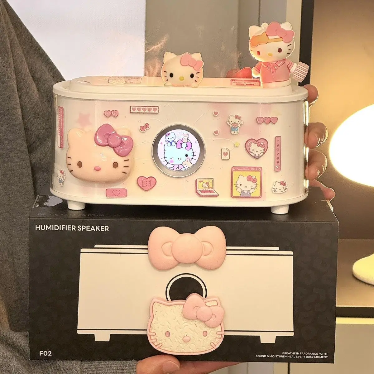 

Anime Sanrio HelloKitty Aroma Diffuser with Ambient Light Humidifier Hifi Bass Speaker White Noise Machine Perfect Birthday Gift