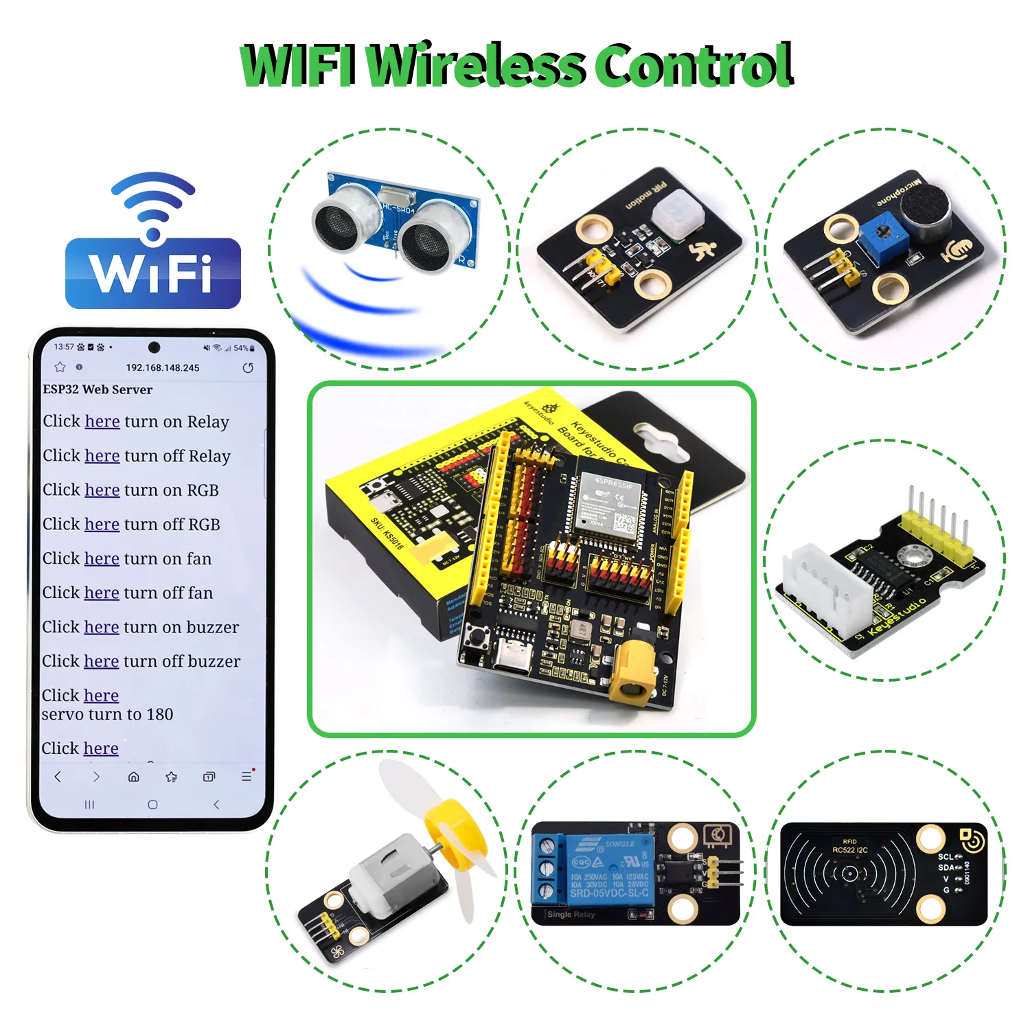 Kidsbits ESP-32 IOT Sensor Module Learning Kit +134 Projects Tutorial(Online) For Arduino ESP32 Python & C Language  Programming