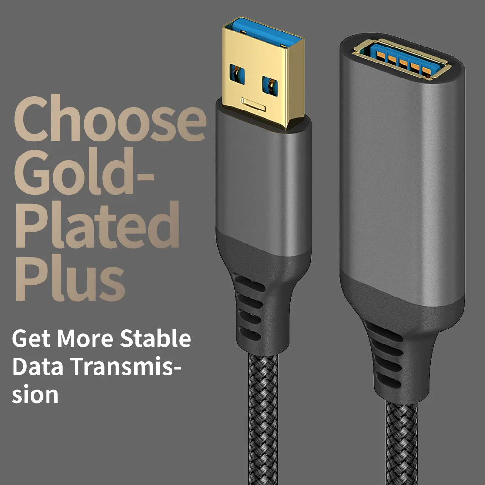 QWE-USB 3.0 Type A Male-To-Female Extension Cable, Durable Braided Material, High Data Transmission Cable