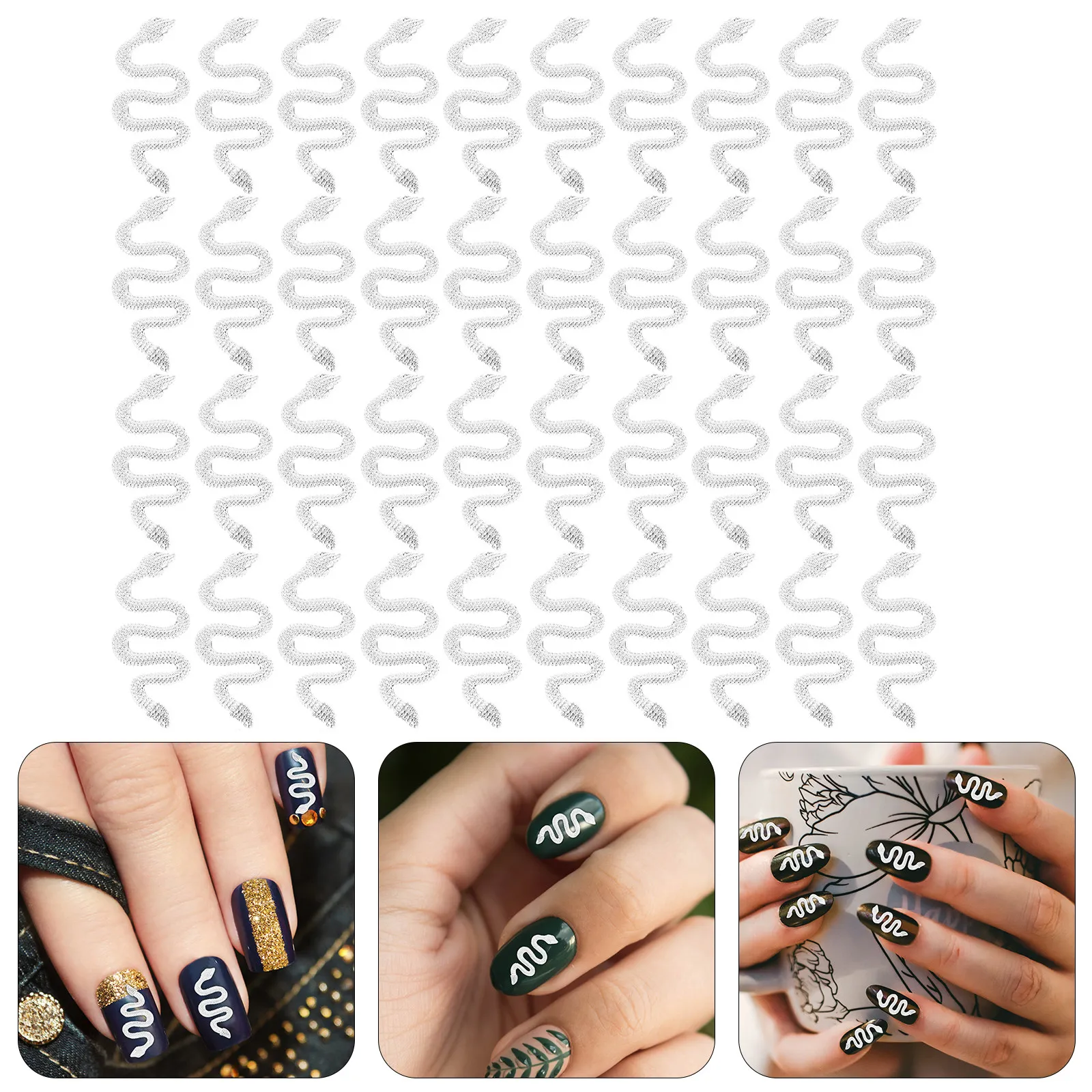 50 Pcs Snake Charm Decoration Aesthetic Nail Charms Accessories Decorations Dangling