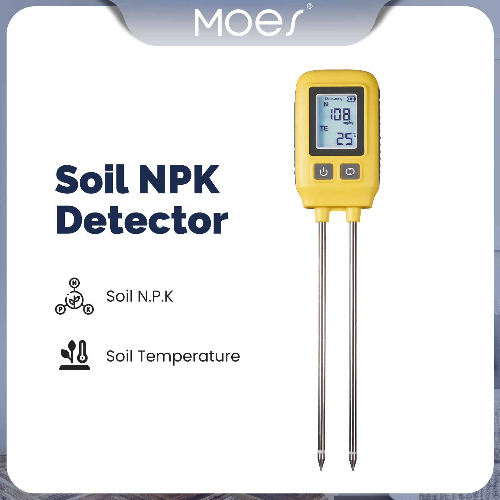 MOES-Soil NPK Sensor de Temperatura Nitrogênio, Fósforo, Detector de Potatina, Nutriente Fertilidade Medidor Tester, Jardim, Fazenda, Estufa