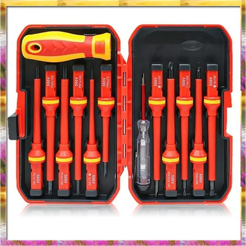 Migliori offerte Set di cacciaviti isolati professionali VDE da 1000 V Punte a taglio magnetico per riparazioni elettriche Set da 13 pezzi