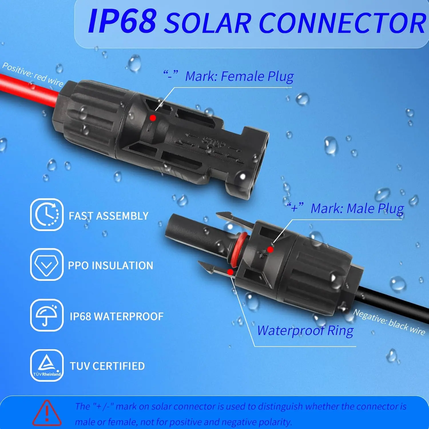 Solar Cable Entry Gland with 10Ft 10AWG Solar Extension Cable, for Waterproof Solar Junction Box on Rv,Boat,Camper