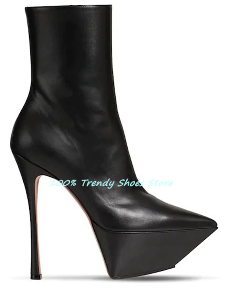 Botas elásticas de tacón alto con plataforma gruesa y punta estrecha para mujer, botines sexys de pasarela a media pantorrilla, vestido de fiesta para mujer