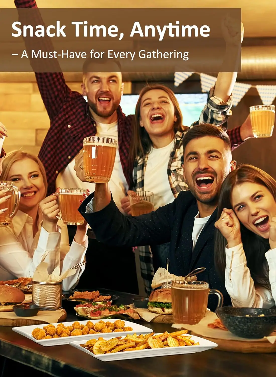 Porcelain Rectangular Dinner Platters, 9.75 Inch Rectangle Serving Plates for Sushi, Snacks, Cake, Meat & Appetizers, Set of 4,