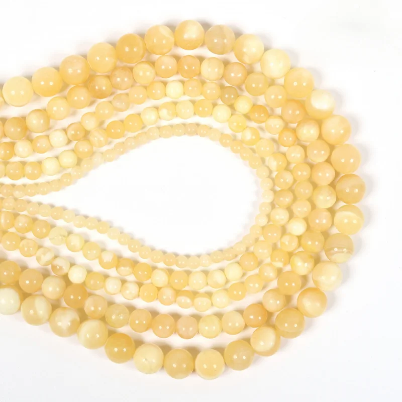 

1 Strand Natural Yellow Jade Beads 4/6/8mm Round Gemstone Loose Bead for DIY Bracelet Necklace Jewelry Making Materials