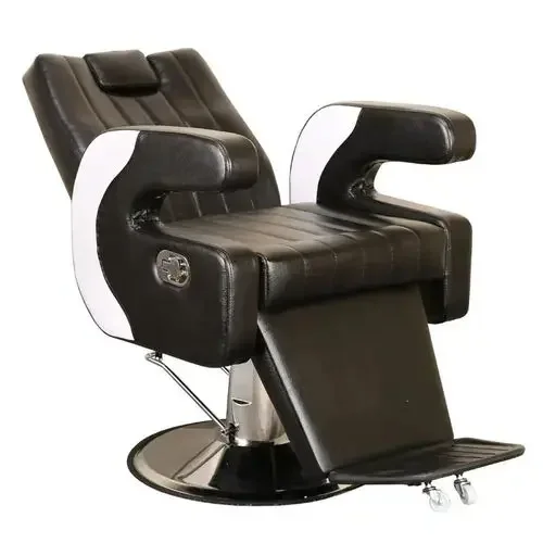 Comfortabele enkele kappersstoel voor volwassenen, multifunctionele kappersstoel met draaibare rugleuning, modern metalen Silla Barberia salonmeubilair