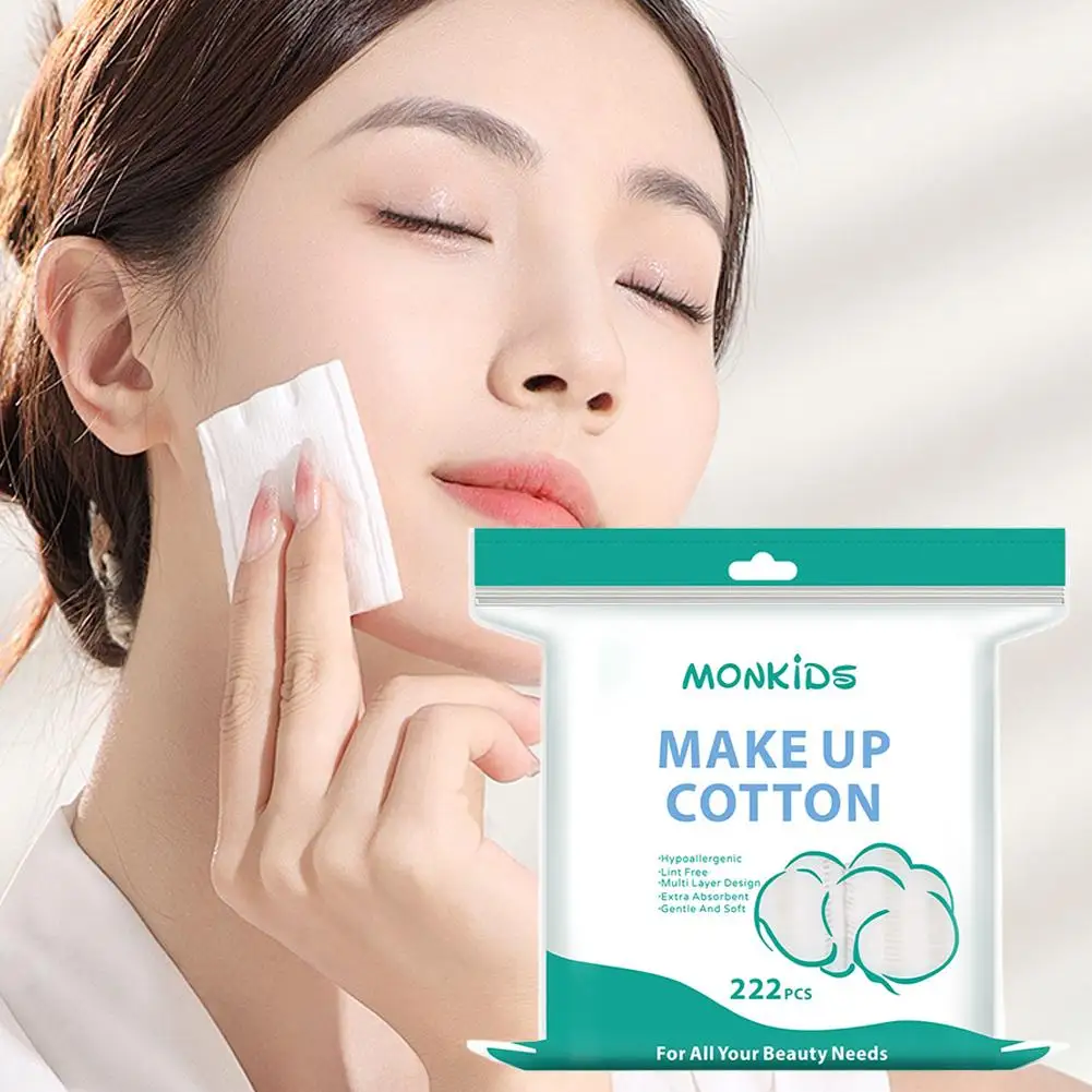 222pcs Double Sided Makeup Remover Cotton Three-layer Thick Design Soft Makeup Remover Pads Face Cleaning Makeup Remover Tool