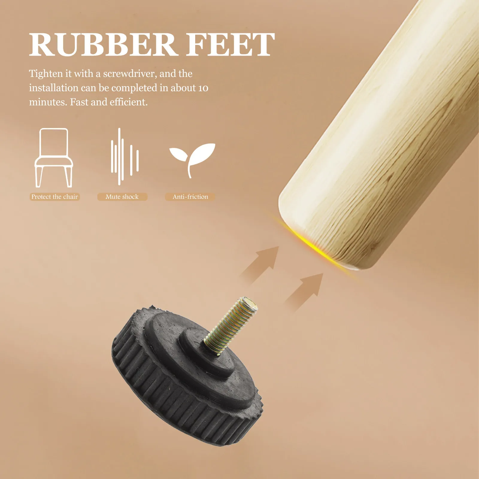 8Pcs Rubber Furniture Feet M8x56 Threaded Shock Absorbing Pads Sturdy Anti Vibration Rubber Bumpers Furniture Leveling Sliders